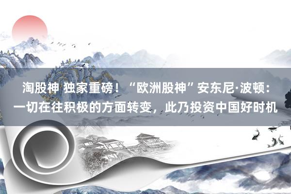 淘股神 独家重磅！“欧洲股神”安东尼·波顿：一切在往积极的方面转变，此乃投资中国好时机