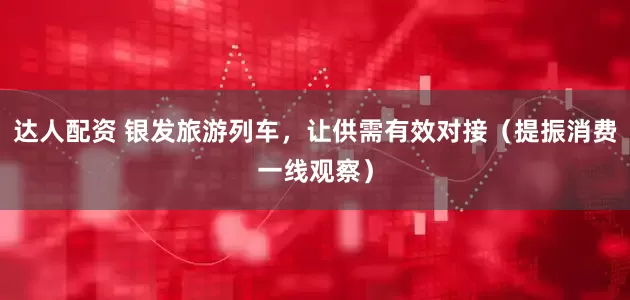 达人配资 银发旅游列车，让供需有效对接（提振消费一线观察）